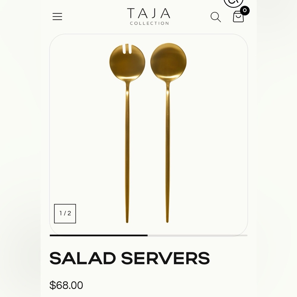 Gold Salad Serving Spoon and Fork Set